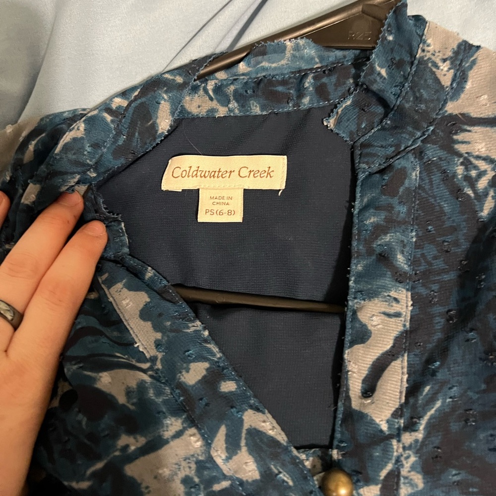 Coldwater Creek Blue Patterned Blouse